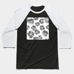 Shibori Kumo tie dye gray dots over white Baseball T-Shirt